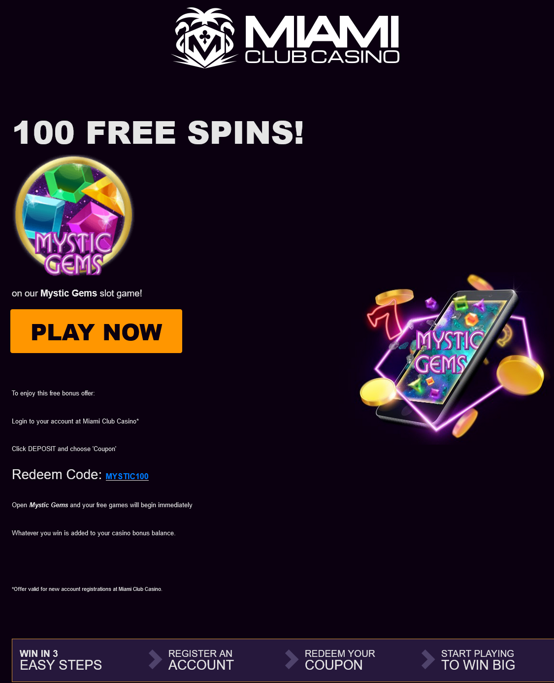 Miami Club Mystic Gems 100 Spins