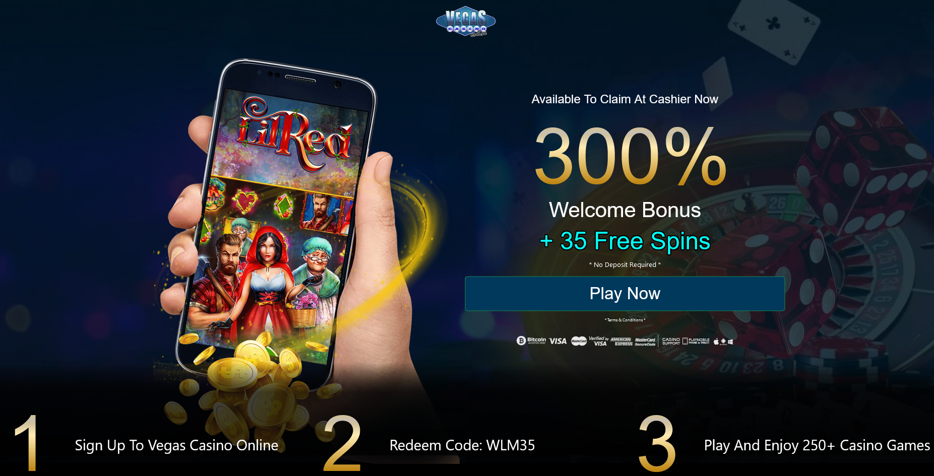 300% WELCOME BONUS + 35 FREE SPINS